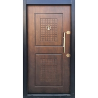 درب ضد سرقت cnc روکش راش مدل دوقاب شطرنجی